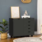 HOMCOM - Classeur latéral avec 5 tiroirs et étagère réglable - noir-Armoire et cinq tiroirs offrent un espace de rangement généreux pour les fournitures de bureau 
