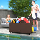Outsunny Rolling Pool Storage for Floats - Brown-Made with a powder-coated steel frame and hand woven PE wicker, making it suitable for outdoor use   