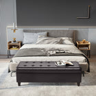 HOMCOM - Banc ottoman de rangement avec pieds en bois massif - brun-Polyvalent comme repose-pieds ou banc, économise un espace précieux dans la maison 