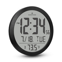Marathon Watch 15 inch Round Digital Wall Clock - Black-Large display: easy-to-read, even from across the room.