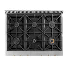 Kucht 36" KXP Series Dual Fuel Range Natural Gas - Stainless Steel/Gold-Heavy duty cast-iron cooking grates for serious heat allow movement of cookware from 1-burner to another without lifting