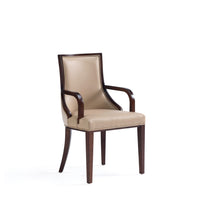 Manhattan Comfort - Fauteuil de salle à manger traditionnel Grand 22,5 po en similicuir et velours, coloris beige-Fauteuil de salle à manger traditionnel pour usage en salle à manger