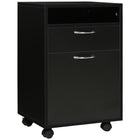 HOMCOM Vertical Filing Cabinet with Drawer Wheels - Black-Ample storage space with open shelf, drawer, and large cabinet are used for files and other important paperwork    
