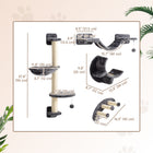 PawHut Cat Wall Shelf with Scratching Post, Play Balls and Platforms - Dark Grey-Matches well with existing decor and save space 