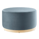 Modway Tilden Large 29" Round Performance Velvet Upholstered Ottoman - Cadet Blue/Natural-Performance Velvet Upholstery