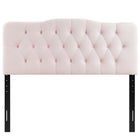Modway - Annabel Touffe de diamant Performance Velvet Tête de lit complète, Rose-Hauteur ajustable de 45 » à 52,5 »