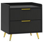 HOMCOM - Table de chevet avec pieds en métal doré pour chambre - noir-Sangles anti-basculement pour fixer en toute sécurité au mur 