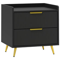 HOMCOM - Table de chevet avec pieds en métal doré pour chambre - noir-Sangles anti-basculement pour fixer en toute sécurité au mur 