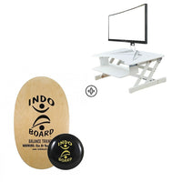 Rocelco ADR-W Adjustable Height Desk Riser & Indo Board Original Standing Desk Bundle, White-The Rocelco ADR sits on your desk, and holds a monitor, keyboard & laptop. You can raise or lower it in seconds, allowing you to work sitting or standing for better health.