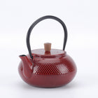 Minimal Enamelled Cast Iron Teapot - Dot Red - 0.6 L-Beautiful glossy enameled surface looks like ceramic