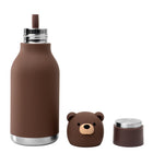 Asobu Bestie Vacuum Insulated Stainless Steel Water Bottle - 16 oz - Brown Bear-Soft Touch Exterior, Removable Silicone Straw 