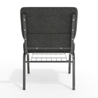 Chaise d'église de la série HERCULES de 21 po de largeur en tissu gris foncé avec étagère à livres - Cadre veine d'argent-Siège épais de 4 po avec une bordure de cascade de 5 po