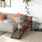 PawHut - Rampe pour chien en bois 60 po L pour grands chiens - brun-Une pente douce de 20° avec six bandes aide les animaux à grimper 