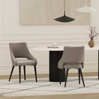 Manhattan Comfort - Lot de 2 chaises de salle à manger modernes Tremont 21,7 po en similicuir taupe-Structure et pieds en acier noir entièrement soudés pour l’élégance et la durabilité