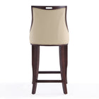 Manhattan Comfort - Emperor tabouret de bar traditionnel 19" en similicuir crème et noyer-Livré chez vous entièrement assemblé ! Aucun assemblage requis