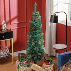 HOMCOM 5' Artificial Slim Christmas Tree with Pine Cones - Green-Adding pine cones further accentuates the tree's natural and healthy look 
