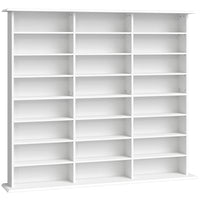 HOMCOM 8-Tier Media Storage Cabinet - White-Large storage capacity holds 1032 CDs or 594 DVDs/Blu-rays