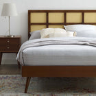 Modway Sidney Cane and Wood Queen Platform Bed with Splayed Legs - Walnut-Weight Capacity: 600 lb