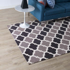Modway Lida Moroccan Trellis Area Rug - 8 ft W x 10 ft L - Charcoal/Black-Protect Floors From Traffic/Furniture