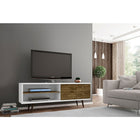 Manhattan Comfort Liberty MDP and MDF 62.99"W TV Stand, White and Rustic Brown (201AMC69)-Upon Assembly, Measures: 62.99 in. Length, 25.59 in. Height, 15.19in. Depth.