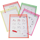 C-Line Reusable Dry Erase Pockets - 9" x 12" - Neon Colors - 10 Pack-Helps to save the environment, paper, time, and money by eliminating copying worksheets over and over again