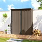 Outsunny Outdoor Storage Shed with Single Door - 5' x 3' - Brown-Lockable door provide more safety of your items 