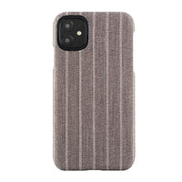 Gry Mattr - Étui en tissu GMF7MB pour iPhone 11/XR - Pinstripe marron-Tissu doux avec doublure en microfibre pour éviter les rayures