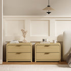 Manhattan Comfort Grace 28" Modern Nightstand 2-Piece Set - Natural Oak/Gold-Includes 2 Drawers with .75 Extension