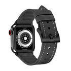 JCPal - Bracelet Gentry en Cuir pour Apple Watch 42 / 44mm - Noir-Compatible avec les modèles Apple Watch Series 3, 4, 5, 6 et SE