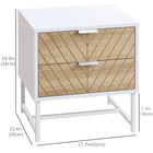 HOMCOM - Table de chevet moderne avec 2 tiroirs et base en métal - blanc-Mélange de deux couleurs et lignes en chevron lui donnent un aspect unique 