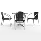 Flash Furniture – Table carrée de 31,5 po en aluminium, 4 sièges noirs en rotin, int/ext (TLH-ALUM-32SQ-020BKCHR4-GG)-Assemblage nécessaire