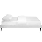 Modway Loryn Vinyl King Bed Frame with Round Splayed Legs - White-Center Rail with Support Two Legs