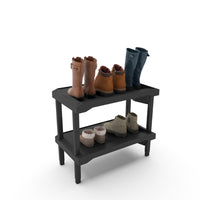 Rakabot - Étagère à chaussures à 2 niveaux en plastique pour la collecte et l'évacuation de l'eau et du sable - Gris foncé-Peut contenir 3 paires par niveau.

