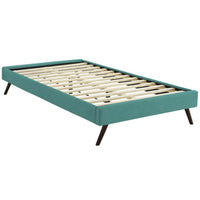 Modway Loryn Fabric Twin Bed Frame with Round Splayed Legs - Teal-Solid Wood Frame