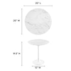 Modway Lippa 20" Round Faux Marble Side Table - White White-Artificial Marble Tabletop
