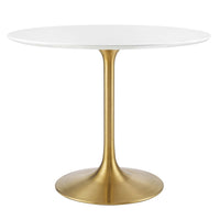 Modway Lippa 36" Round Wood Dining Table - Gold White-Modern Dining Table