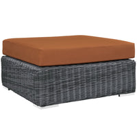 Modway Summon Outdoor Patio Sunbrella Square Ottoman - Canvas/Tuscan-Long Lasting Sunbrella Fabric 