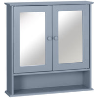 Kleankin Wall Mount Medicine Cabinet with Mirror - Grey-Elegant design, great for kitchen, bathroom and more