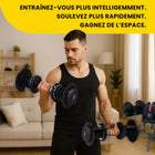 MotionGrey - Haltères ajustables - Ensemble de 10 à 90 lb avec poignée en métal antidérapante - Noir - Lot de 2-9