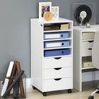 Vinsetto 3-Drawer Office Cabinet with Wheels - White-4 wheels, 2 with brakes, for easy movement and safety
