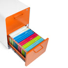Poppin Stow 2-Drawer File Cabinet - White/Orange-Anti-Tip