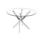 Plata Import - Table étoile en verre Silver Import de 36 po - Argent-Dessus en verre trempé