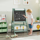 Qaba - Chevalet d’art 3-en-1 double face pour enfants avec rouleau de papier - vert-Deux boîtes de rangement gardent les fournitures organisées et à portée de main 