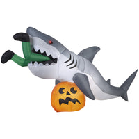 GEMMY Airblown Inflatable Halloween Animated Turning Head Shark Snack - 49" x 108"-Shark's head turns