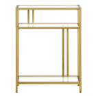 Hudson&Canal Cortland 22"W Console Table with Glass Shelves - Brass-Compact size is perfect for smaller spaces