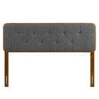 Modway Collins Tufted Fabric and Wood King Headboard - Walnut Charcoal-Dense Foam Padding