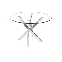 Plata Import Glass Star 48" Table - Silver-Tempered glass top