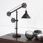 Hudson&Canal - Lampe de table Descartes 74 cm de haut avec système à poulie et abat-jour en métal - Bronze noirci/Bronze noirci-Comprend un cordon de 6 pieds avec interrupteur à prise rotative