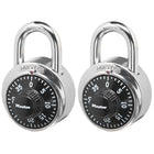 Master Lock Combination Padlock, 1-7/8" Wide, Metal Body - 2 Pack-Hardened steel shackle for extra cut resistance