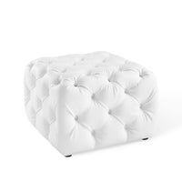 Modway Amour Tufted Button Square Faux Leather Ottoman - White-Tufted Button Accent Ottoman